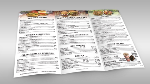 8½ x 14 - Menus